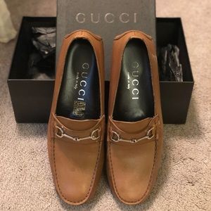 Brown Gucci Leather Loafers Size 7.5